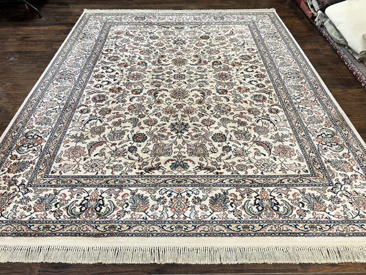 Karastan Rug #738 Tabriz Design 8.8 x 10.6, Room Sized Wool Pile Karastan Carpet, Vintage Discontinued Karastan Area Rug, Ivory, Floral Rug - Nuvé