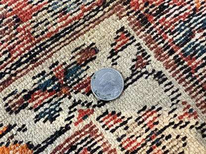 Persian Malayer Rug 4x7, Tribal Rug, Geometric, Antique Oriental Carpet, Red Blue Cream, Boho Rug, Hand Knotted Wool Rug - Nuvé