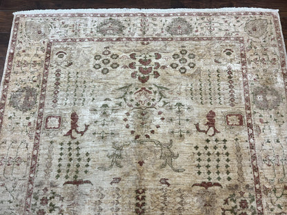 Pakistani Oushak Rug 6 x 9.6, Handmade Wool Peshawar Carpet, Farmhouse Rug - Nuvé