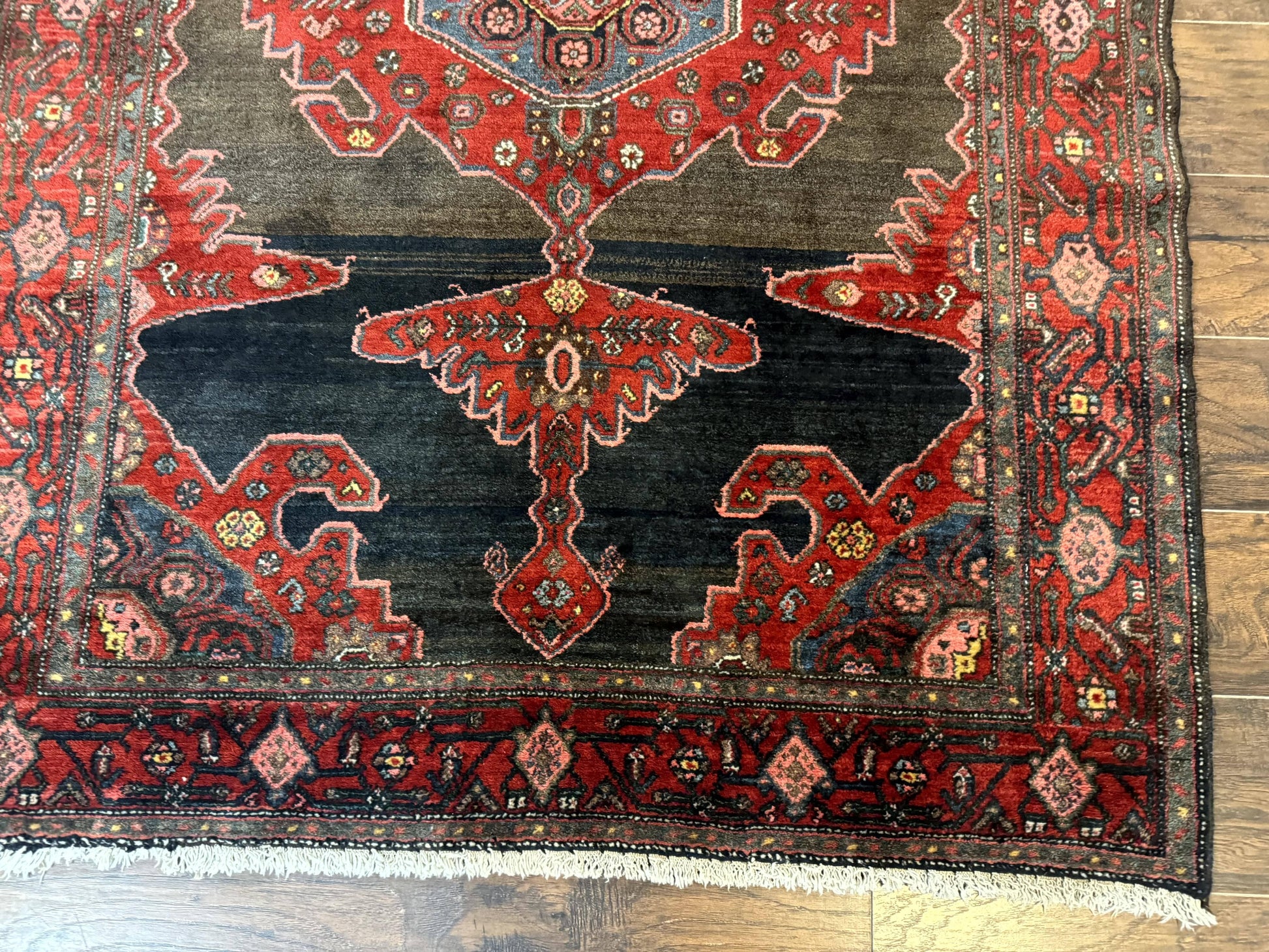 Antique Persian Tribal Rug 5x7, Geometric Wool Carpet, Kurdish Senneh Rug - Nuvé
