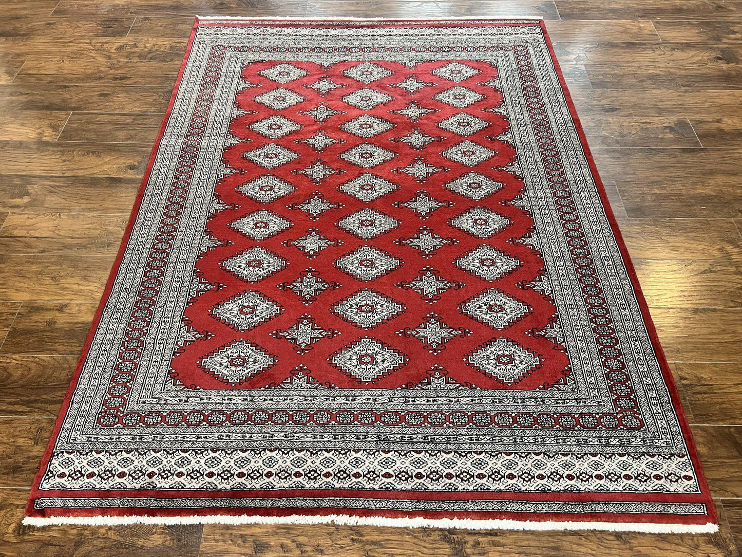 Pakistani Bokhara Rug 6x8, Fine Turkoman Carpet, Wool Handmade Vintage, Red, 6 x 8 Medium Sized Rug, Turkmen Rug - Nuvé