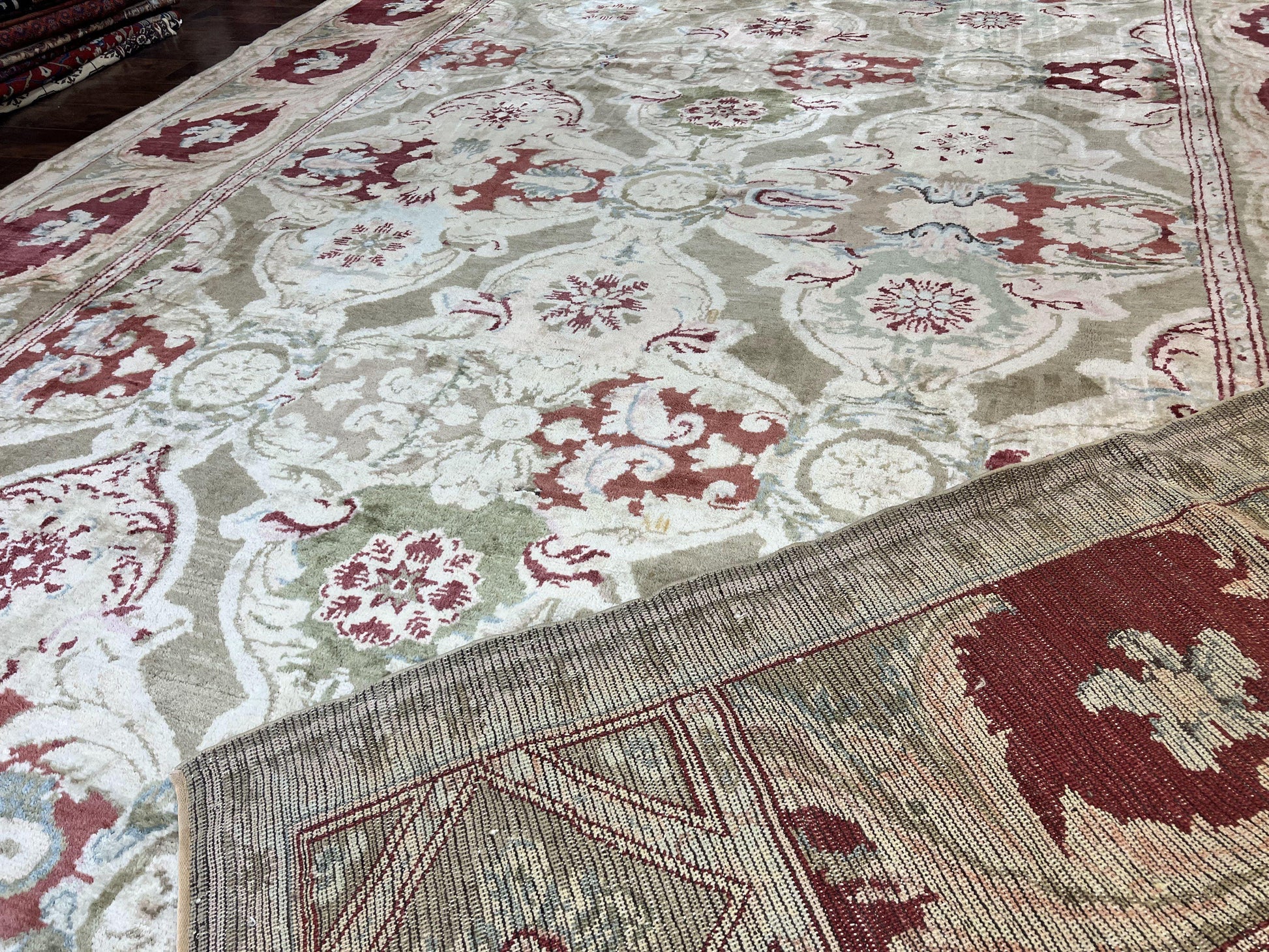 Large Egyptian Oushak Rug 12x21, Wool Handmade Vintage Carpet, Allover Pattern, Oversized 12 x 21 ft Traditional Rug - Nuvé