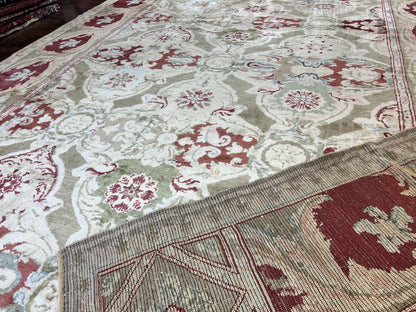 Large Egyptian Oushak Rug 12x21, Wool Handmade Vintage Carpet, Allover Pattern, Oversized 12 x 21 ft Traditional Rug - Nuvé