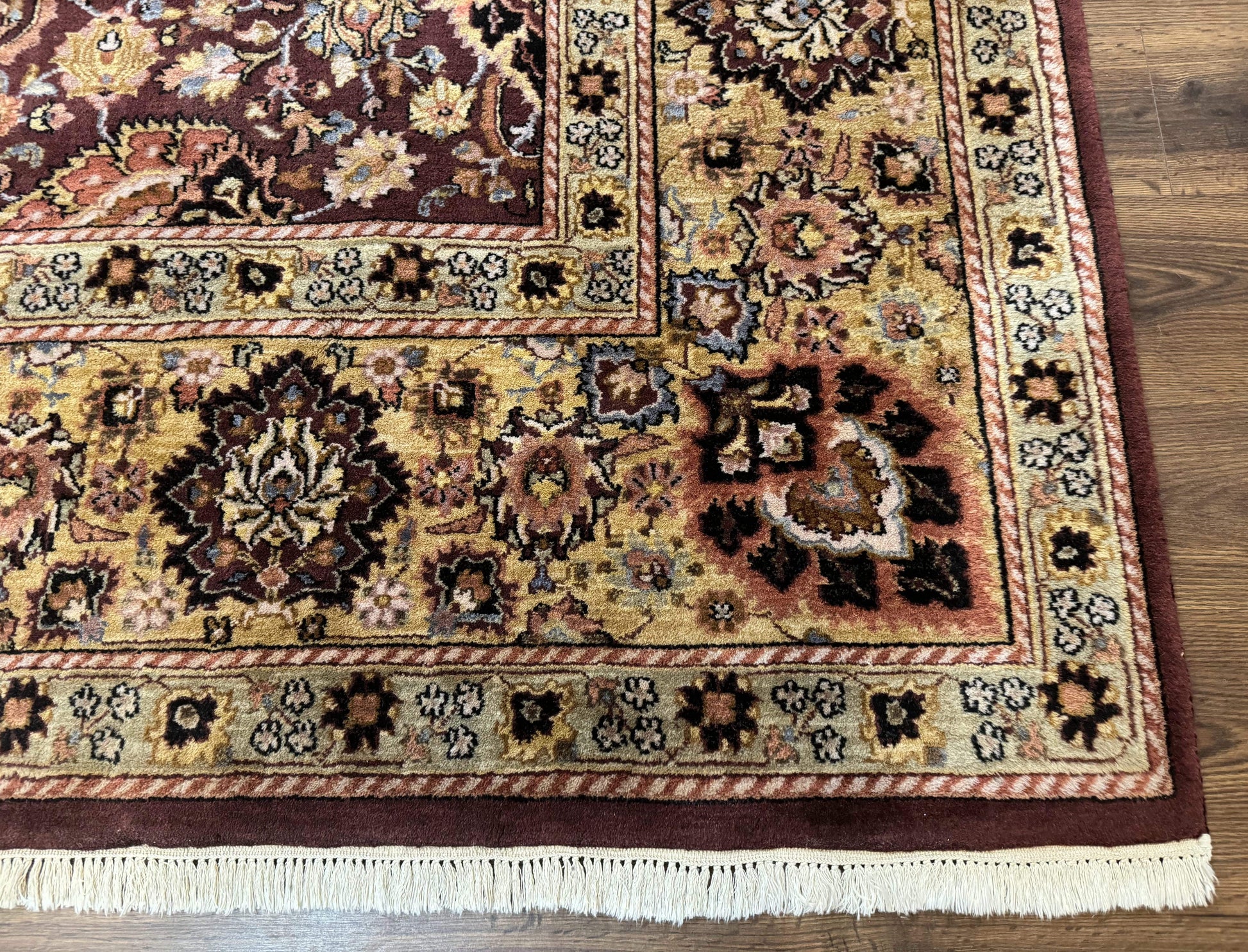 Indo Persian Rug 8x11, Eggplant & Tan, Allover Pattern, Wool Couristan Handmade Rug - Nuvé