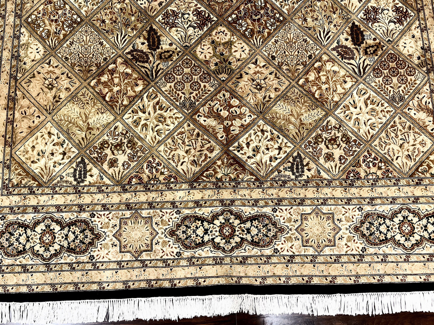 Pak Persian Rug 8x10, Multipanel Kirman Design, Wool Hand Knotted Vintage Carpet, Fine Weave Oriental Rug 8 x 10 - Nuvé