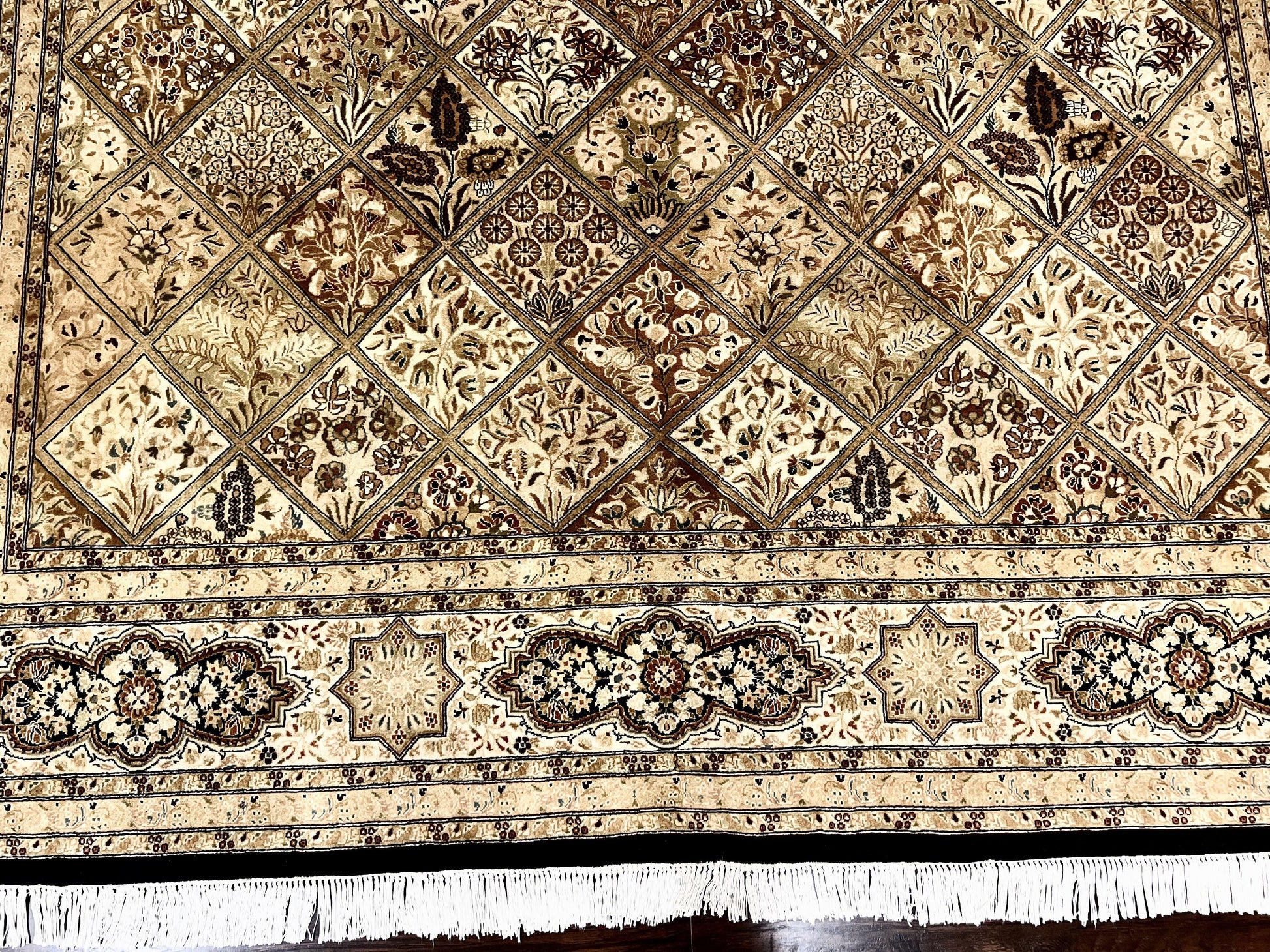 Pak Persian Rug 8x10, Multipanel Kirman Design, Wool Hand Knotted Vintage Carpet, Fine Weave Oriental Rug 8 x 10 - Nuvé