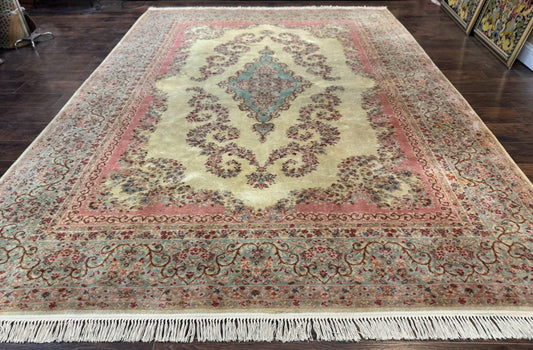 Karastan Rug 8.8 x 12, Pastel Ivory Kirman Rug #784, Wool Karastan Carpet, Original 700 Series, Vintage Karastan Area Rug, Discontinued - Nuvé