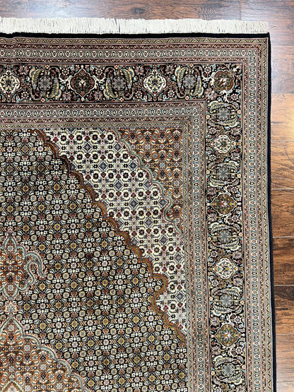 Wonderful Persian Tabriz Rug 7x10 ft, Very Fine 50 Raj 350 KPSI Oriental Carpet, Herati Mahi Pattern, Authentic Hand Knotted Handmade Wool Vintage - Nuvé