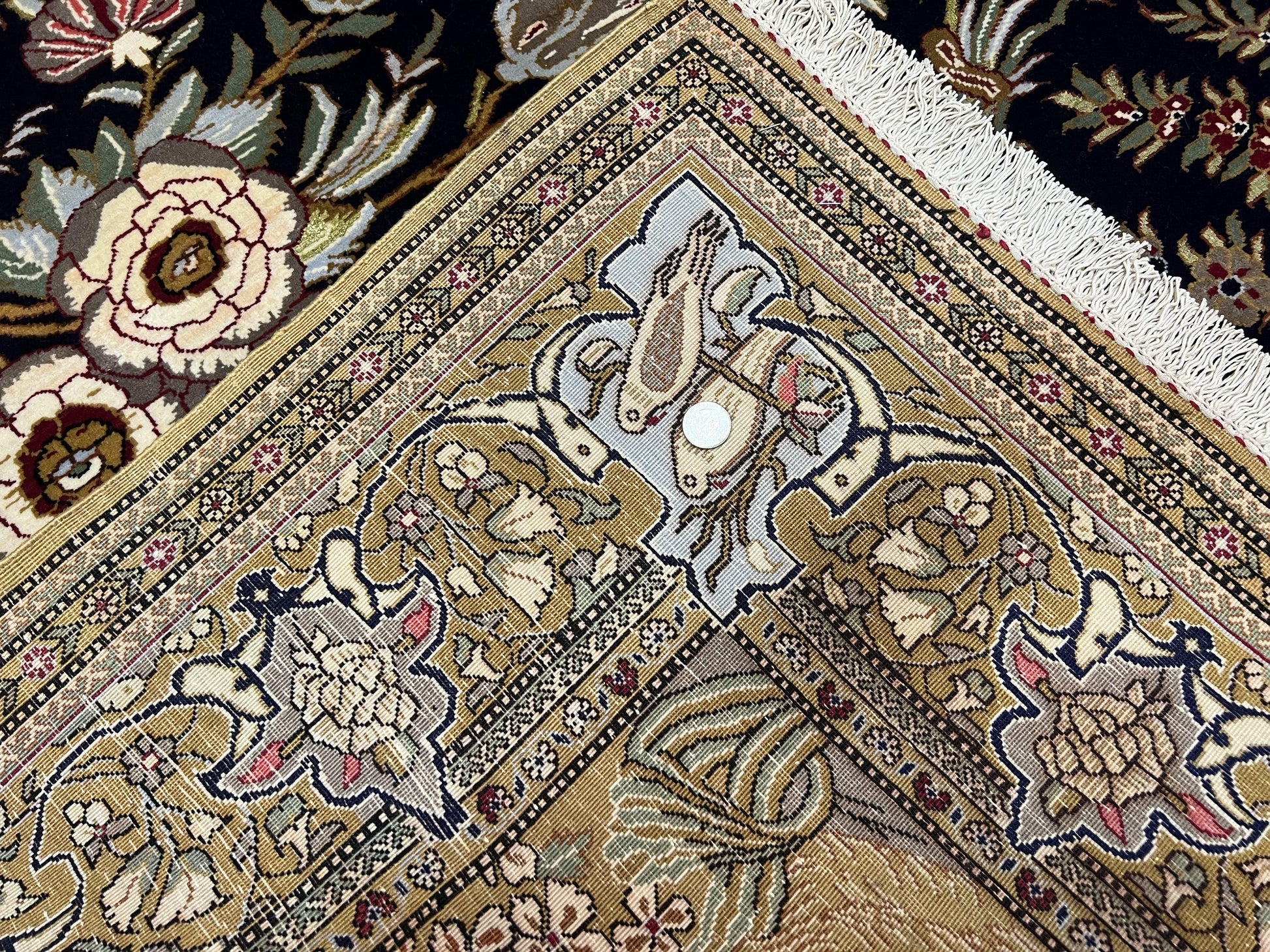 Persian Qum Pictorial Rug 4.8 x 6.5 - Layla & Majnun, Birds - Nuvé
