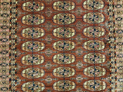 4' X 4' Antique Handmade Turkoman Bokhara Balouch Woven Wool Rug Brick Red Nice - Nuvé