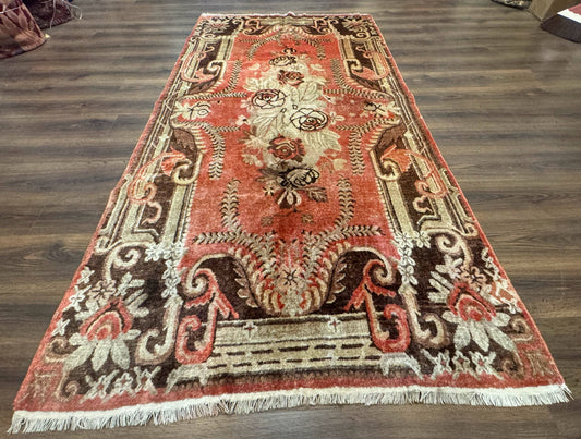 Khotan Rug 5x9, Terracotta and Brown, Floral, Chinese Wool Carpet, Antique Rug - Nuvé