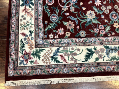 Indo Persian Rug 8x10, Red and Ivory, Floral Allover, Handmade Wool Area Rug - Nuvé