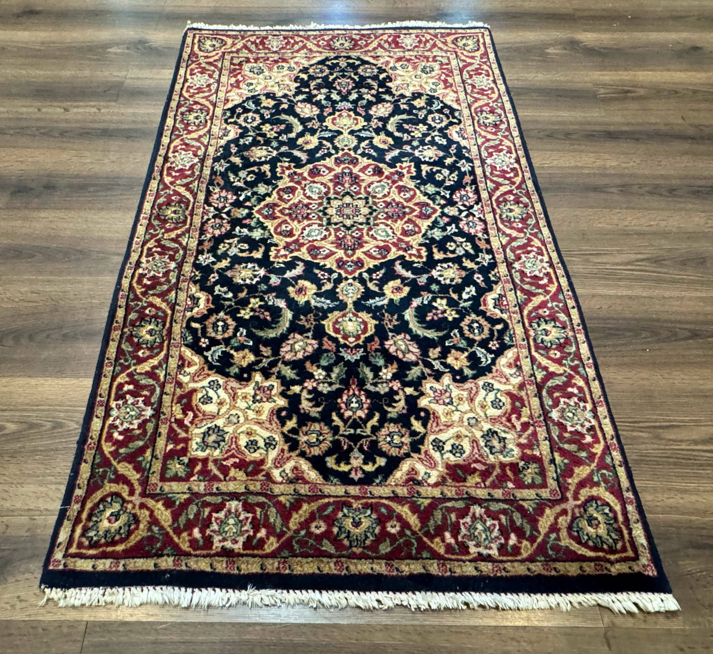 Pak Persian Sarouk Rug 3x5, Navy Blue and Red - Nuvé
