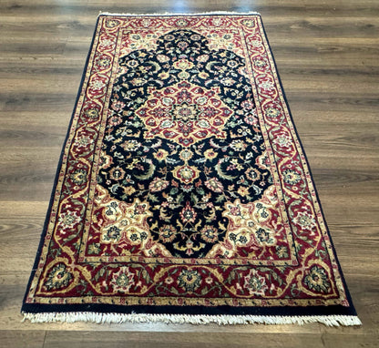 Pak Persian Sarouk Rug 3x5, Navy Blue and Red - Nuvé