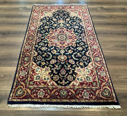 Pak Persian Sarouk Rug 3x5, Navy Blue and Red - Nuvé