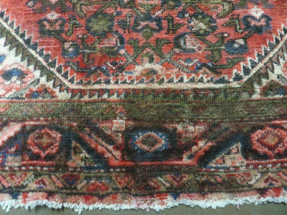 5' 6" X 10' Antique Handmade India Floral Oriental Wool Rug Veg Dyes Red Nice - Nuvé