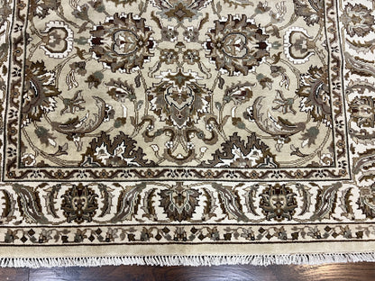 Indo Mahal Rug 6x9, Indian Carpet 6 x 9 ft, Light Green and Ivory, Floral Allover, Wool Oriental Carpet, Traditional Rug, Handmade - Nuvé