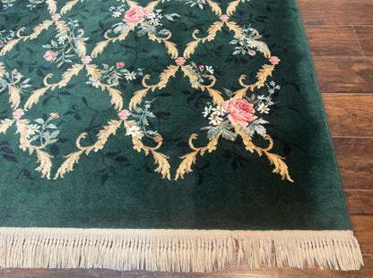 Karastan Garden of Eden Rug 8.8 x 11.8, Green Savonnerie 509/1733, Wool - Nuvé