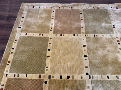 Large Wool Rug 10x13, Panel Design, Modern Contemporary Carpet - Nuvé