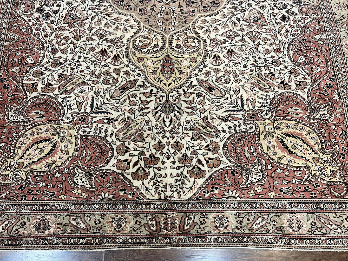 Turkish Sivas Rug 9x12, Handmade Vintage Wool Carpet, Cream Ivory - Nuvé