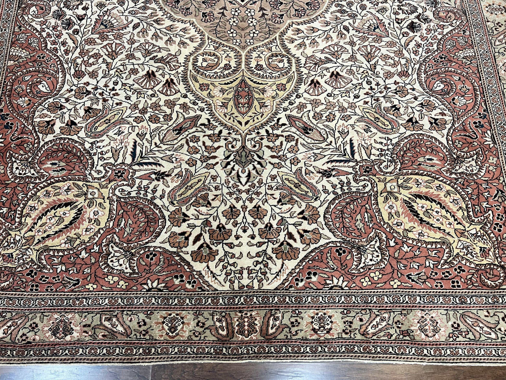 Turkish Sivas Rug 9x12, Handmade Vintage Wool Carpet, Cream Ivory - Nuvé