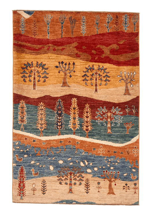 Afghan Gabbeh - Trees (3'05"x5'01") multicolor/rust - Nuvé
