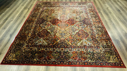 Square Karastan Multicolor Panel Kirman Rug #717, Rare Size 8.8 x 8.8, Original 700 Series, Wool - Nuvé