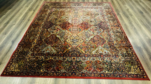 Square Karastan Multicolor Panel Kirman Rug #717, Rare Size 8.8 x 8.8, Original 700 Series, Wool - Nuvé
