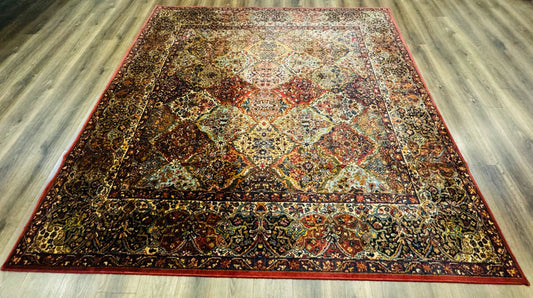Square Karastan Multicolor Panel Kirman Rug #717, Rare Size 8.8 x 8.8, Original 700 Series, Wool - Nuvé