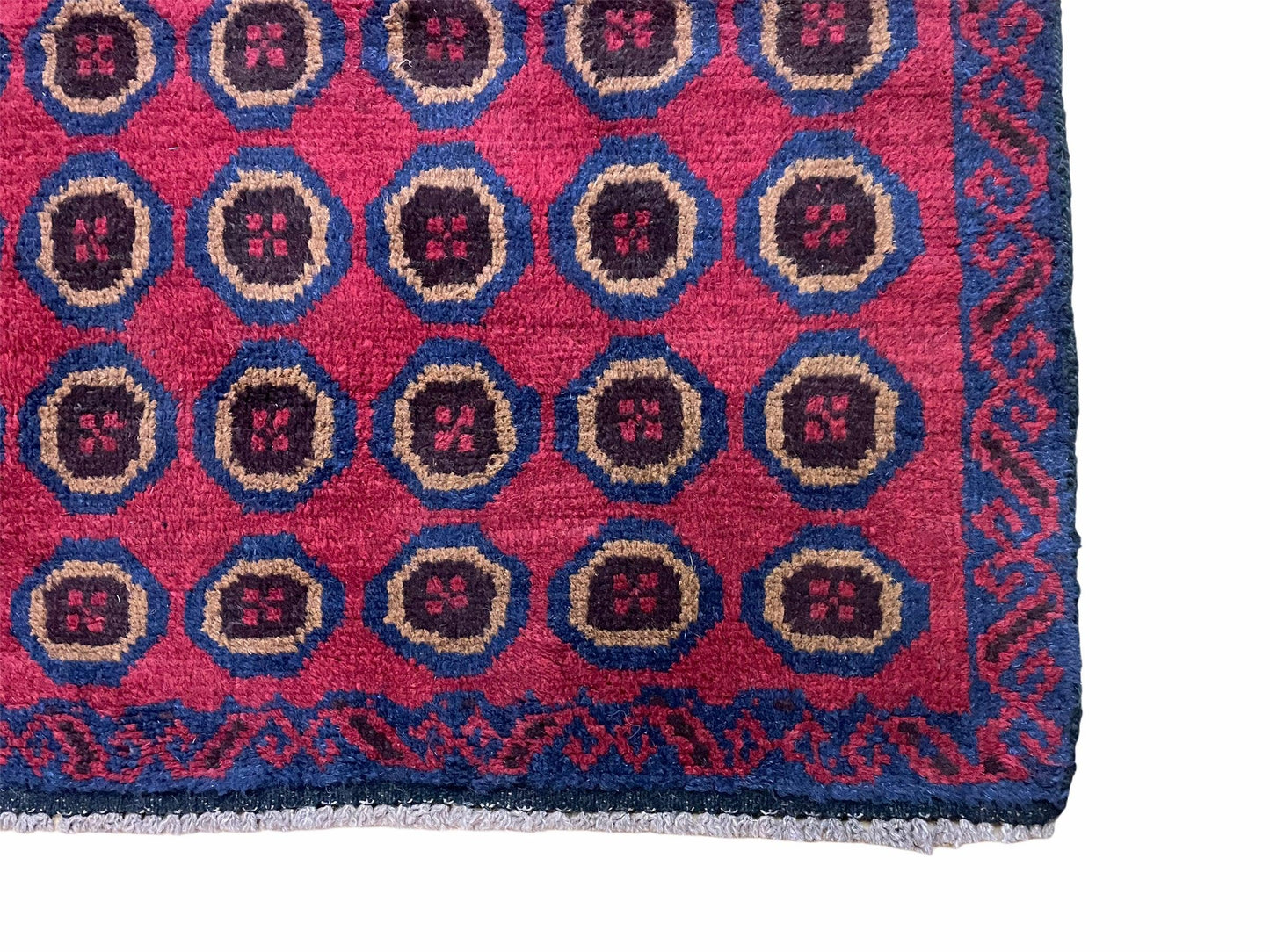 3'X 4'8" Vintage Handmade Tribal Wool Rug Balouchi Rug Afghan Rug Red Beige Blue - Nuvé