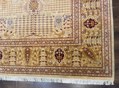 Pakistani Carpet 9x12, Finely Hand Knotted 270 KPSI, Cream, Allover Pattern - Nuvé