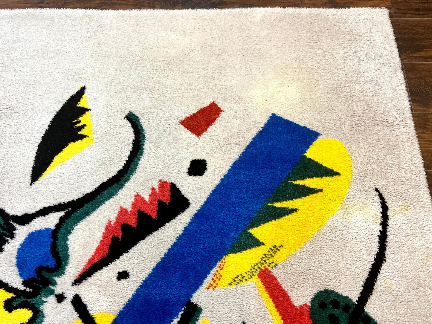 Danish Rya Shag Rug 6x9, EGE Axminster Carpet, Ivory, Modern Abstract Rug, Signed by Designer - Nuvé