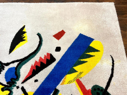 Danish Rya Shag Rug 6x9, EGE Axminster Carpet, Ivory, Modern Abstract Rug, Signed by Designer - Nuvé