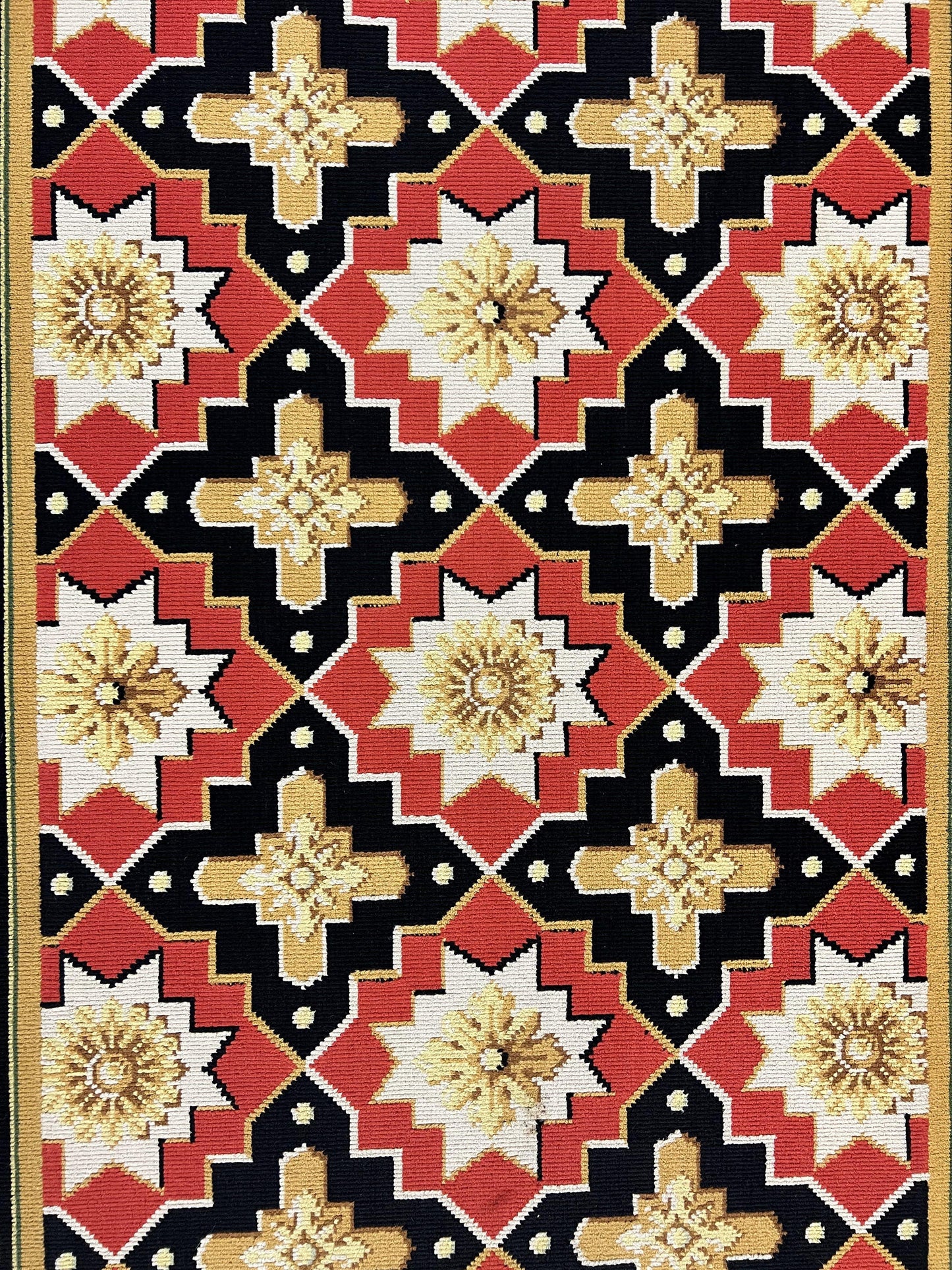 Vintage Runner Rug 3.5 x 14, Long Runner Rug, Stark Custom Made Carpet, European Design, Red Black Ivory Tan, Long Rug for Hallway - Nuvé
