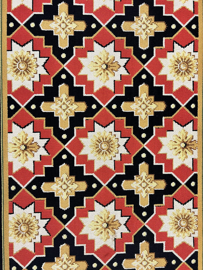 Vintage Runner Rug 3.5 x 14, Long Runner Rug, Stark Custom Made Carpet, European Design, Red Black Ivory Tan, Long Rug for Hallway - Nuvé