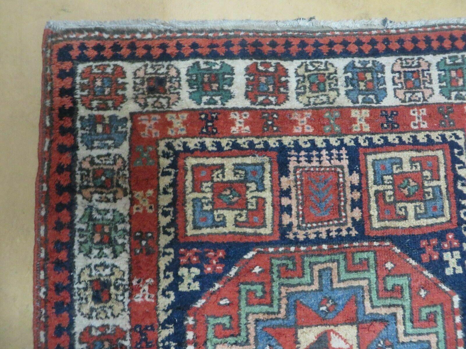 3 '4" X 10' Vintage Handmade Turkish Kazak Caucasian Wool Runner Rug Red Nice - Nuvé