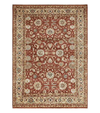 Safavieh Room Sized Rug 10x14, Wool Hand-Knotted Auburn Red & Light Gold Egyptian Mahal Oriental Carpet, 10 x 14 Large Living Room Rug