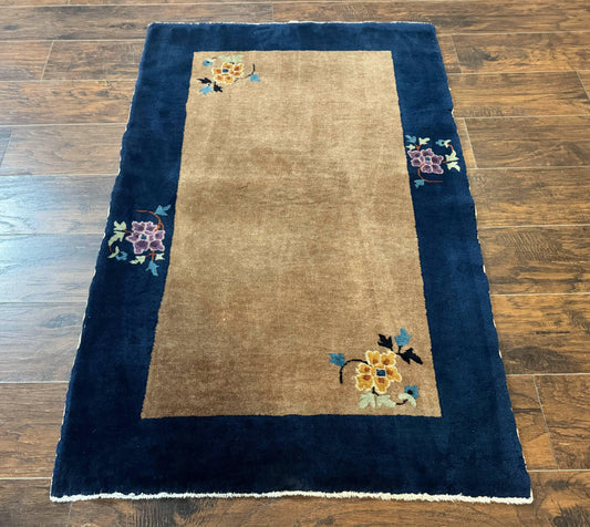 Chinese Rug 3x5, Antique Peking Art Deco Carpet, Simple Design - Nuvé