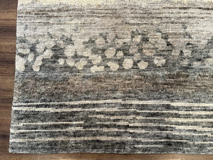 Modern Tibetan Wool Rug 8x10, Abstract, Contemporary, Handmade, Gray, Stripes - Nuvé