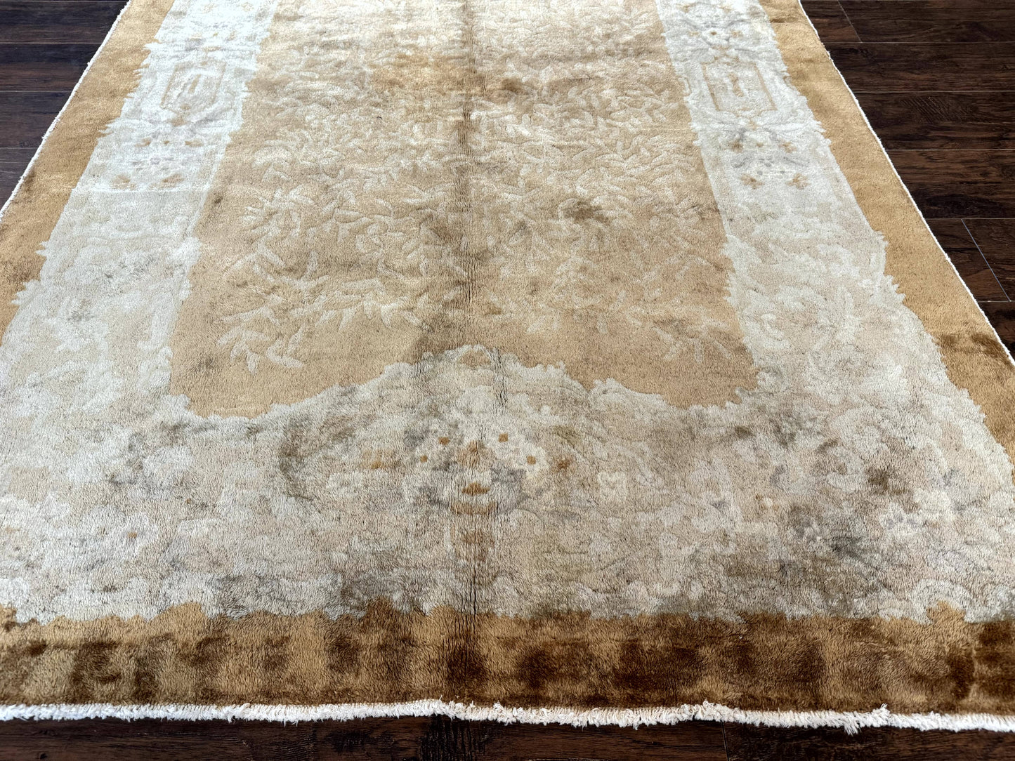 Chinese Peking Rug 5x7, Golden-Tan, Vintage Chinese Wool Carpet - Nuvé