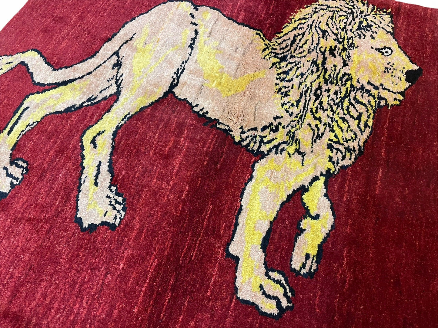 3 X 5 Handmade New Vintage Rug Quality Wool Lion Red Veggy Dyes Hand-Knotted - Nuvé