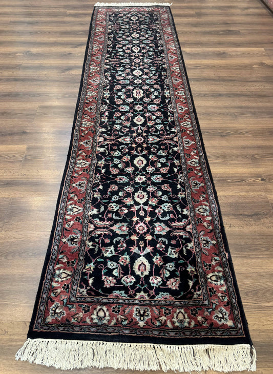 Pak Persian Runner Rug 2.8 x 10, Dark Blue, Floral Allover, Wool - Nuvé