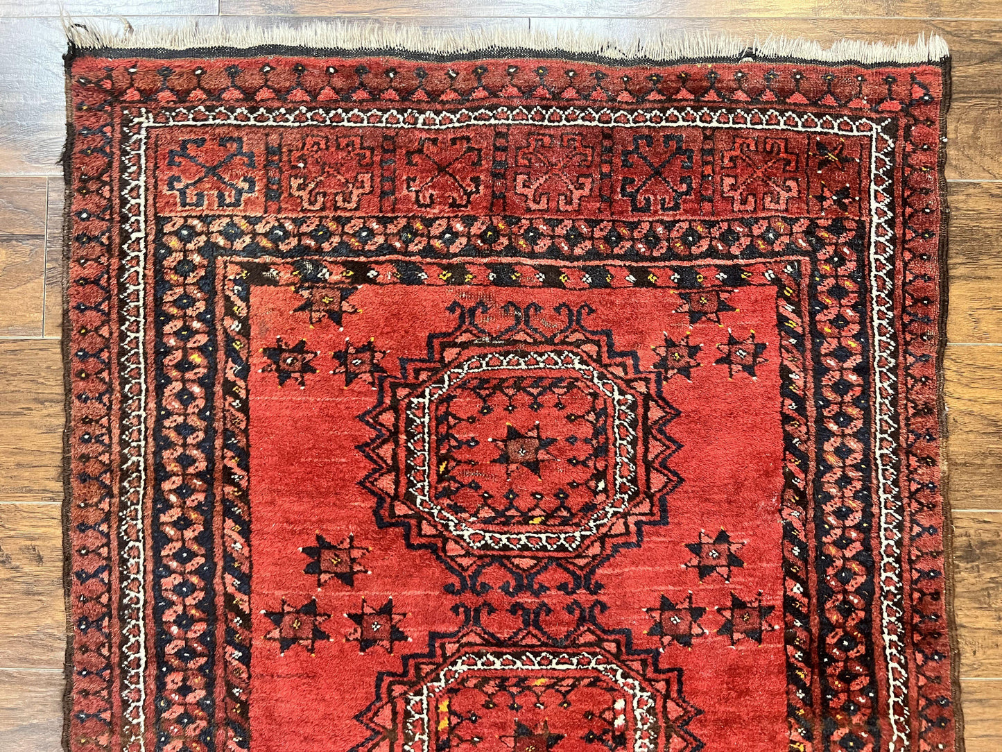 Afghan Rug 3x6, Semi Antique Vintage Oriental Carpet, Wool Handmade Red Rug, Tribal Rug, Afghan Beshir Rug - Nuvé