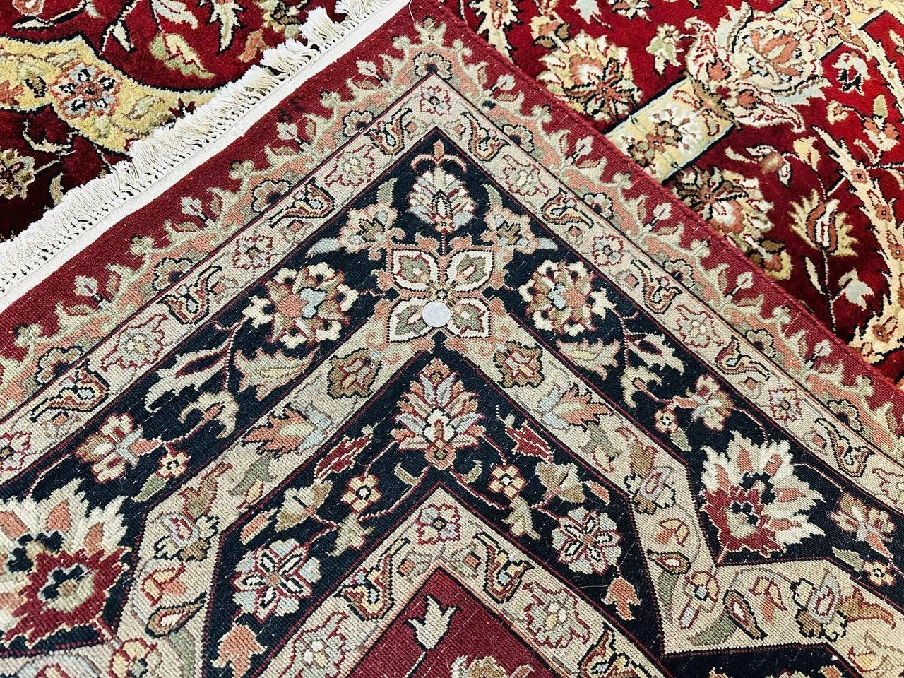 Indo Persian Rug 8x10, Red Vintage Wool Traditional Carpet, Floral, Handmade - Nuvé
