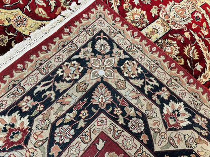 Indo Persian Rug 8x10, Red Vintage Wool Traditional Carpet, Floral, Handmade - Nuvé