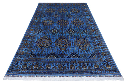 Hand-Knotted Zerkhaki Afghan Wool Area Rug – 6'6" x 10' | Elegant Blue Tones, Handmade Quality - Nuvé