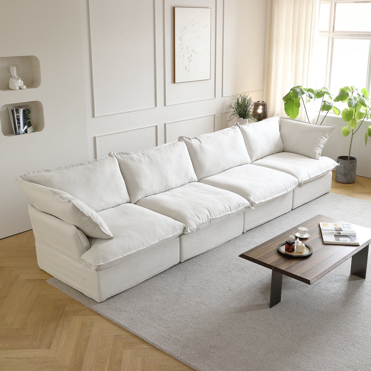 Sabi Modular Boucle Cloud Sofa - Snow White - 4-Seater Sofa - Nuvé