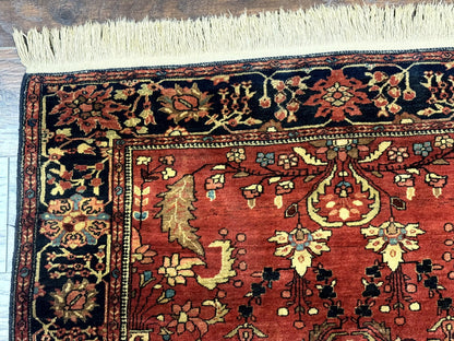Antique Persian Farahan Sarouk Rug 3.6 x 5, Red, Floral, Traditional Rug, Fine 210 KPSI - Nuvé