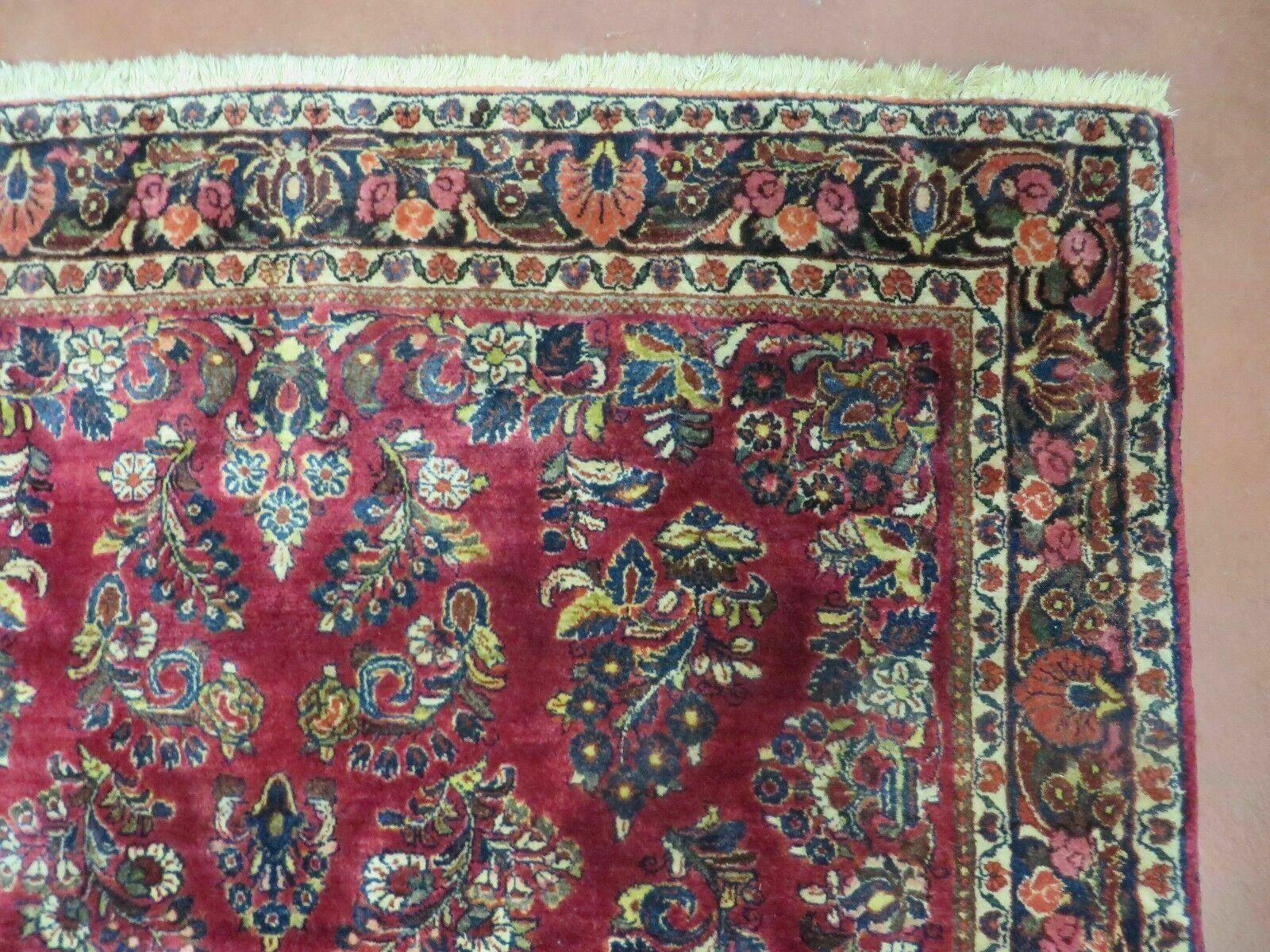Persian Sarouk Rug 4x6, Red, Floral, Antique - Nuvé