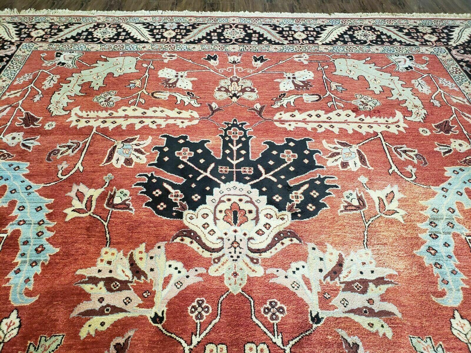 10' X 14' Vintage Hand Made Turkish Wool Rug Carpet Red Black Hand Knotted Nice - Nuvé